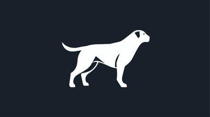 A white silhouette of a dog stands proudly against a dark background.