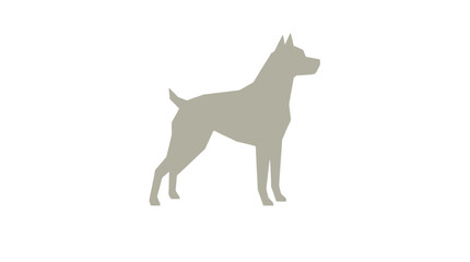 Silhouette of a dog standing in profile, with pointed ears and a short tail, against a white background.