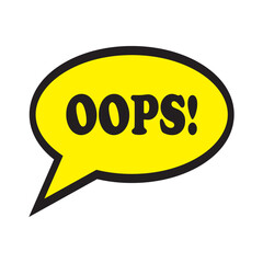 Oops! Yellow Speech Bubble: Error Message Expression of Mistake and Surprise in Comic Style