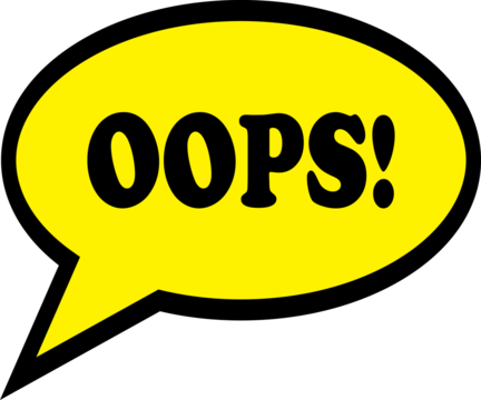Oops! Yellow Speech Bubble: Error Message Expression of Mistake and Surprise in Comic Style