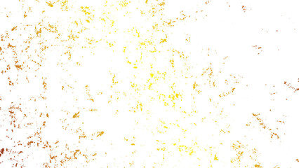 Gold splashes pattern with chips scuffs and ink spots isolated for design use. Distressed gold texture with cracks stains and grain overlay for graphic design. 