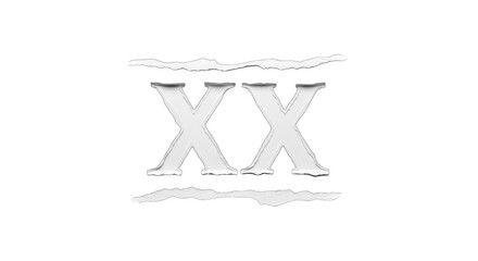 Torn Paper Reveals Roman Numeral XX Double X.