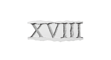 Torn Paper with Roman Numeral XVIII 18.