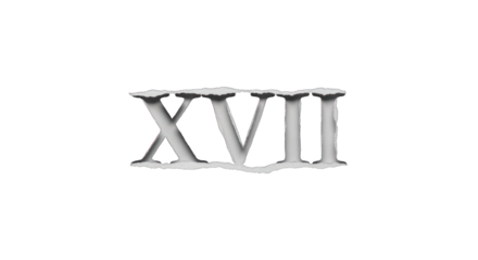 Roman Numeral XVII Torn Paper Design.