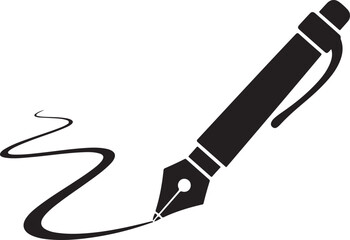 Naklejka premium Fountain Pen Writing a Wavy Line calligraphy script