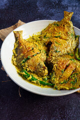 Pomfret Macher Jhal | Traditional Bengali Spicy Pomfret Fish Curry in Hot and Tangy Gravy | Authentic Bengali Seafood Recipe Served with Steamed Rice or Indian Breads
