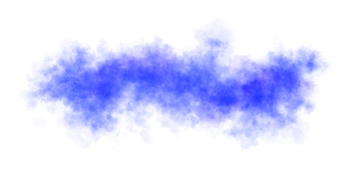 Thick vibrant blue smoke cloud on transparent background isolated on black for atmospheric visual effects or overlays