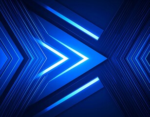 Abstract blue arrow design with glowing lines