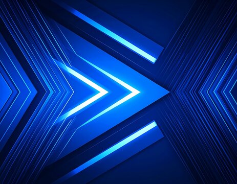 Abstract blue arrow design with glowing lines