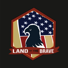 patriotic land of the brave American flag t-shirt design for national pride