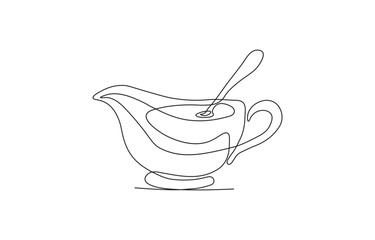 Gravy Boat One Line Drawing – Minimalist Kitchenware Illustration