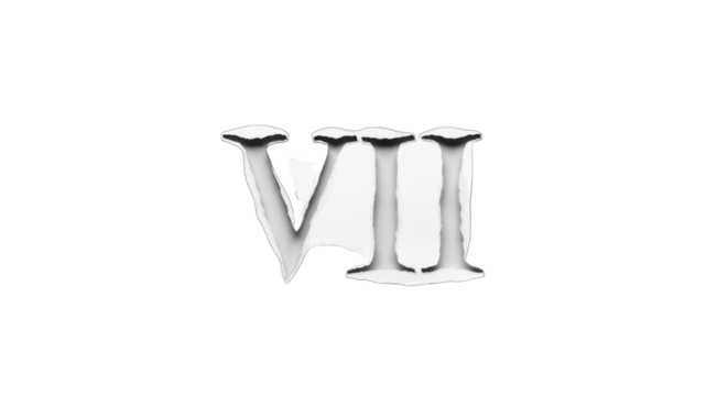Distorted Roman Numeral Seven VII in Black and White.