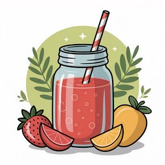 Illustration of a refreshing fruit smoothie isolated on white background