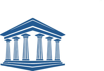 Obraz premium Illustration of a blue building with columns