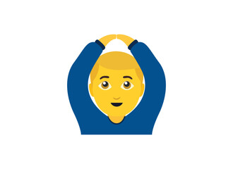 person holding hands overhead gesturing OK circle male man men ballet hands emoji symbol sign icon vector illustration isolated flat
