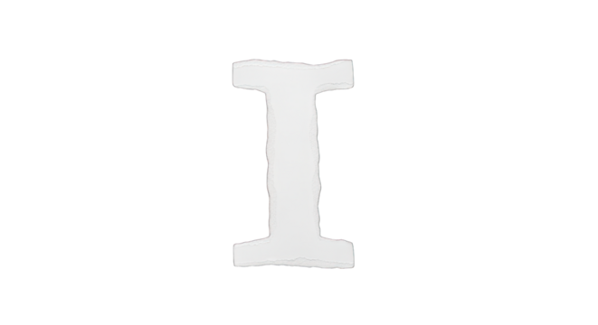 Stylized Letter I with Rough Edges and Subtle Texture.