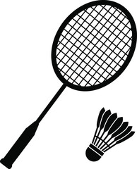 Vector badminton racket with shuttelcock vector icon Design