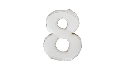 Distressed White Number Eight with Rough Edges.