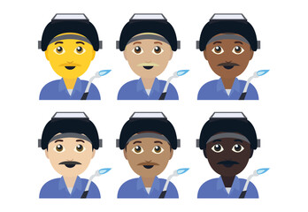Factory Worker man person welding gun emoji symbol sign icon vector illustration isolated flat