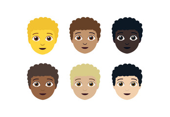 curly hair person curled non-binary emoji symbol sign icon vector illustration isolated flat