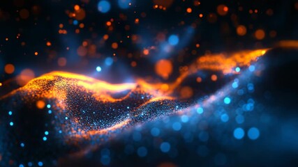 Dynamic glowing particles and vibrant waveforms in abstract digital art - Powered by Adobe