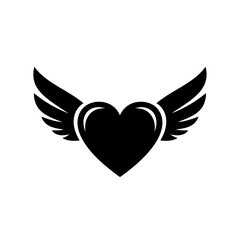 Heart with wings isolated on white background symbol of love, freedom, and spirituality