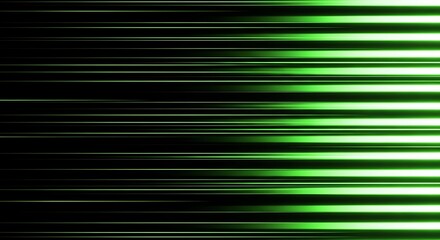 Abstract Green Light Trails on Black Background for Futuristic Designs and Digital Art
