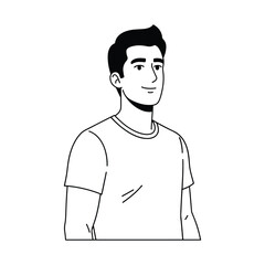 Modern vector illustration of young man in casual t shirt style