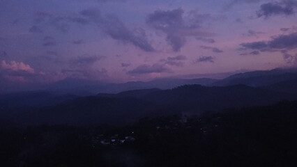 Colorful Morning Sky with Mountains and Clouds