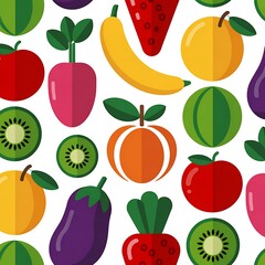 Seamless pattern of colorful fruits isolated on white background for textile design