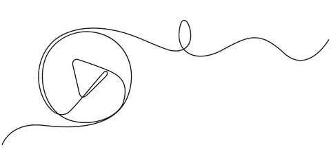 Continuous line drawing of play icon. Media, Video or music player button in linear style. One line drawing. Single line art. Vector illustration. Media, Video or music player button in linear style.  © Saheda