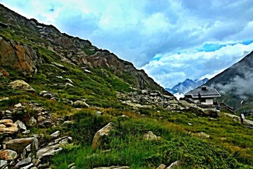 Austrian Alps - view of the chapel near the Dresdner Hütte in the Stubai Alps