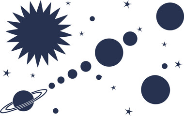 Simple Solar System Vector Illustration