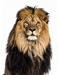 Fototapeta premium Portrait of a majestic lion. Head and shoulders, rich fur, amber eyes