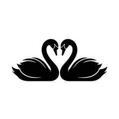 Two swans forming a heart shape, symbolizing love and romance isolated on white background