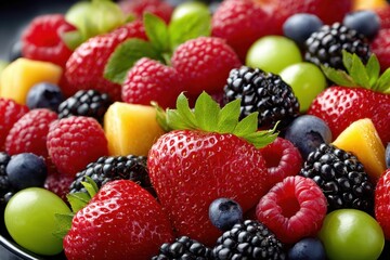 Obraz premium Close Up of Mixed Berries and Fruit Salad