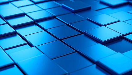 Abstract blue squares in a repeating pattern.  3D geometric design