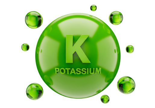 Potassium (K) Mineral 3D Render - Essential Electrolyte, Nutrient & Supplement Icon - Powered by Adobe