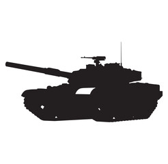 Silhouette illustration of a modern main battle tank isolated against a white background