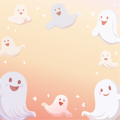 Cute Ghost Illustration SVG Editable for Halloween Celebrations