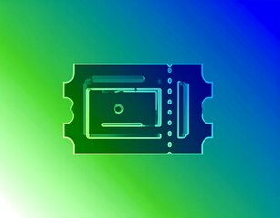 A vibrant, gradient-colored image of a ticket