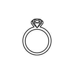 Elegant diamond ring hand drawn outline doodle icon isolated on white background jewelry concept