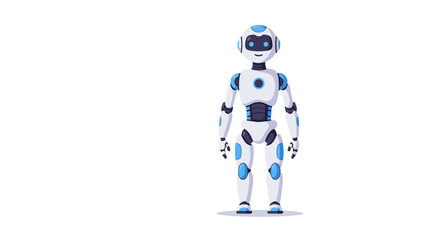Fototapeta premium Friendly White and Blue Cartoon Robot Standing Upright.