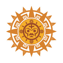 Aztec Calendar Ancient Mandala Silhouette Illustration