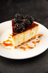 Cheesecake sweet dessert fresh natural product tasty snack delicious gourmet food background on the table rustic top view copy space