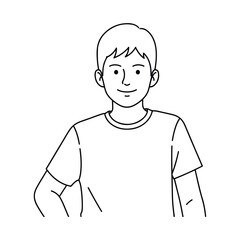 Stylish black and white vector artwork of boy character in casual fashion