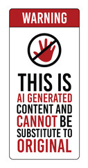 This is AI geneated content warning or caution sign in eps vector