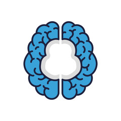 Illustration of a brain with cloud shape isolated on white background, creative mind concept