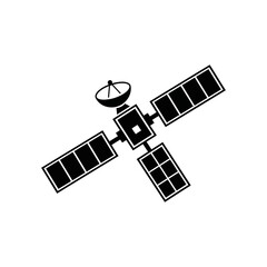 Satellite icon isolated on white background artificial satellite with solar panels and antenna