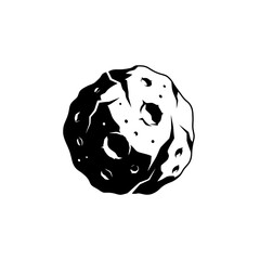 Illustration of a rocky asteroid with craters isolated on white background space object